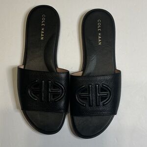 Cole Haan Black Embossed Slide Sandals